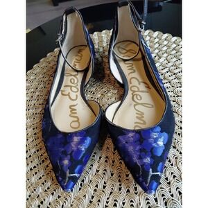 Sam Edelman Radley Flats Blue Floral Pointed Toe Ankle Strap Size 7 Y2k Boho